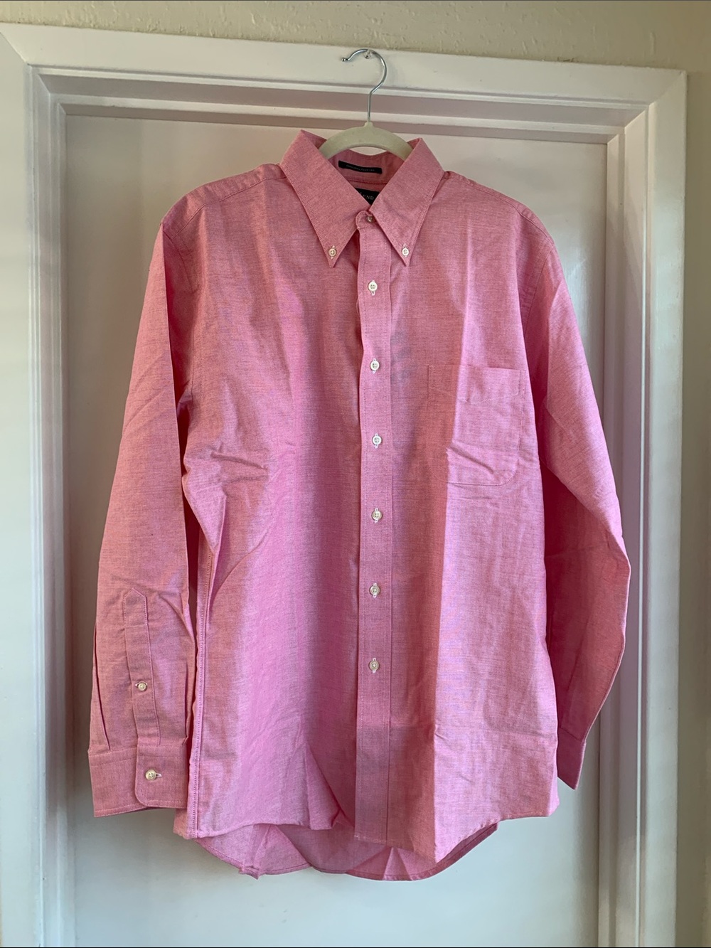 NWT Lands' End Men's Pink Button-Down Dress Shirt Size 16 Long Sleeve Cotton 16